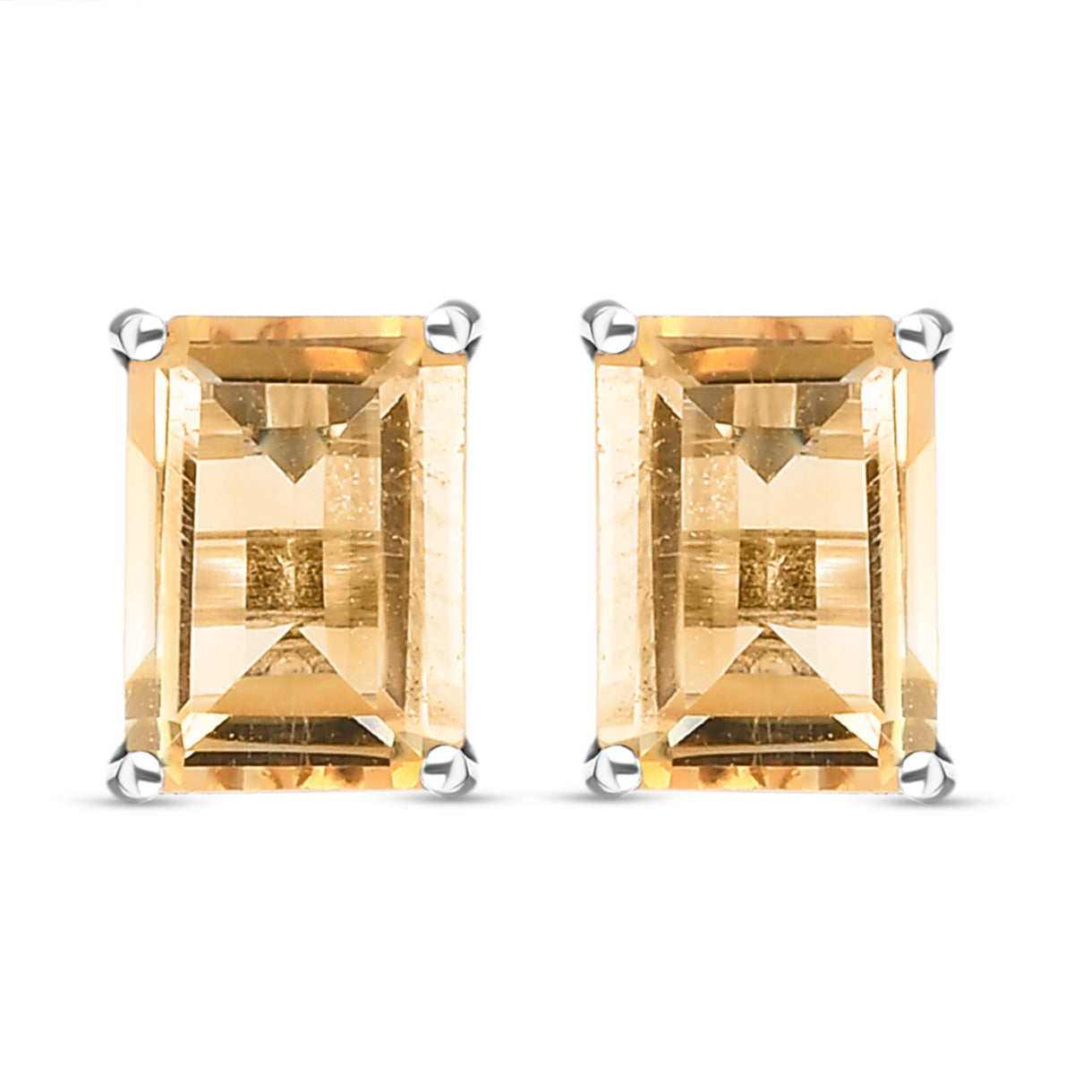 Citrine Stud Earrings with Push Back in Platinum Overlay Sterling Silver 1.90 Ct. 3815758 0