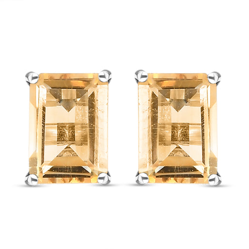 Citrine Stud Earrings (with Push Back) in Platinum Overlay Sterling Silver 1.86 Ct.
