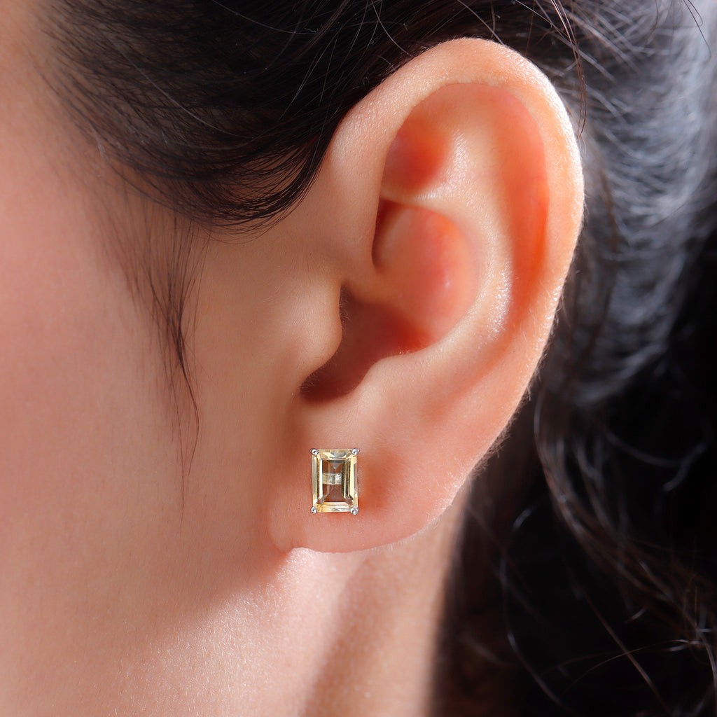 Citrine Stud Earrings with Push Back in Platinum Overlay Sterling Silver 1.90 Ct._3815758_2