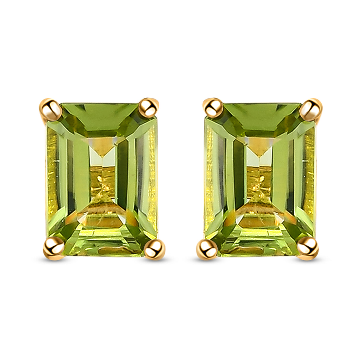 2.04 Ct Peridot Solitaire Earrings in 14K Gold Plated Sterling Silver V32491665 0
