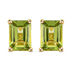 Royal Bali Collection - Hebei Peridot Solitaire Stud Earrings with Push Back in 18K Vermeil Yellow Gold Plated Sterling Silver 1.83 Ct._3815792
