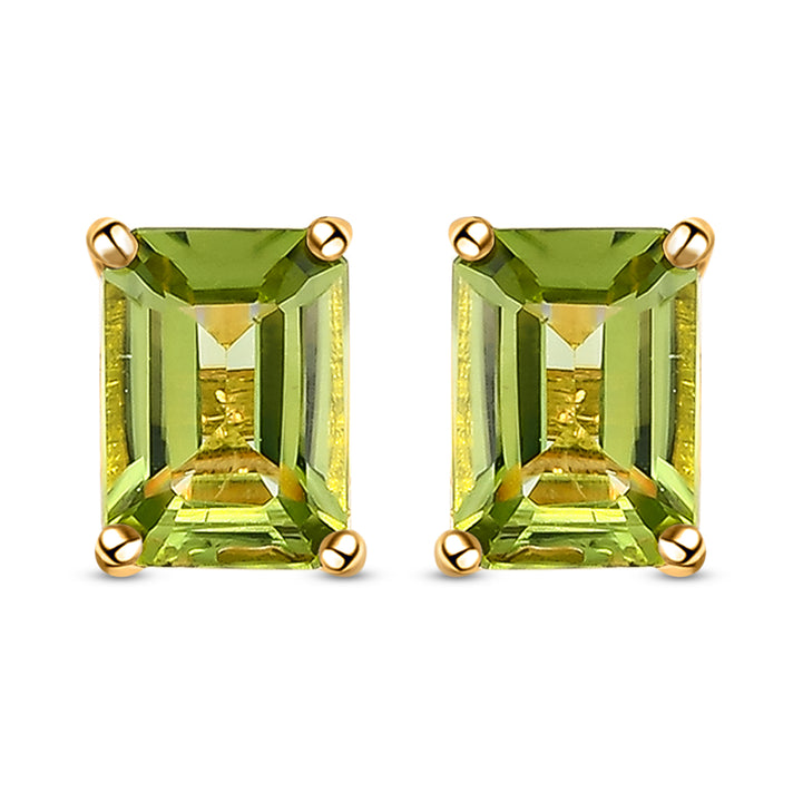 2.04 Ct Peridot Solitaire Earrings in 14K Gold Plated Sterling Silver 3815792 1