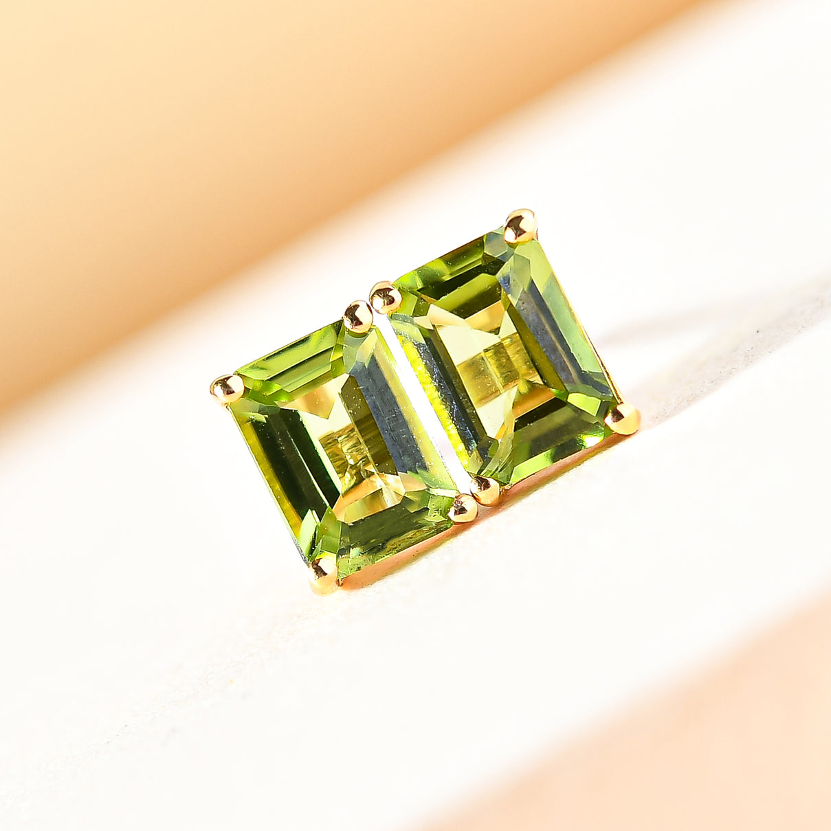 2.04 Ct Peridot Solitaire Earrings in 14K Gold Plated Sterling Silver V32491665 2