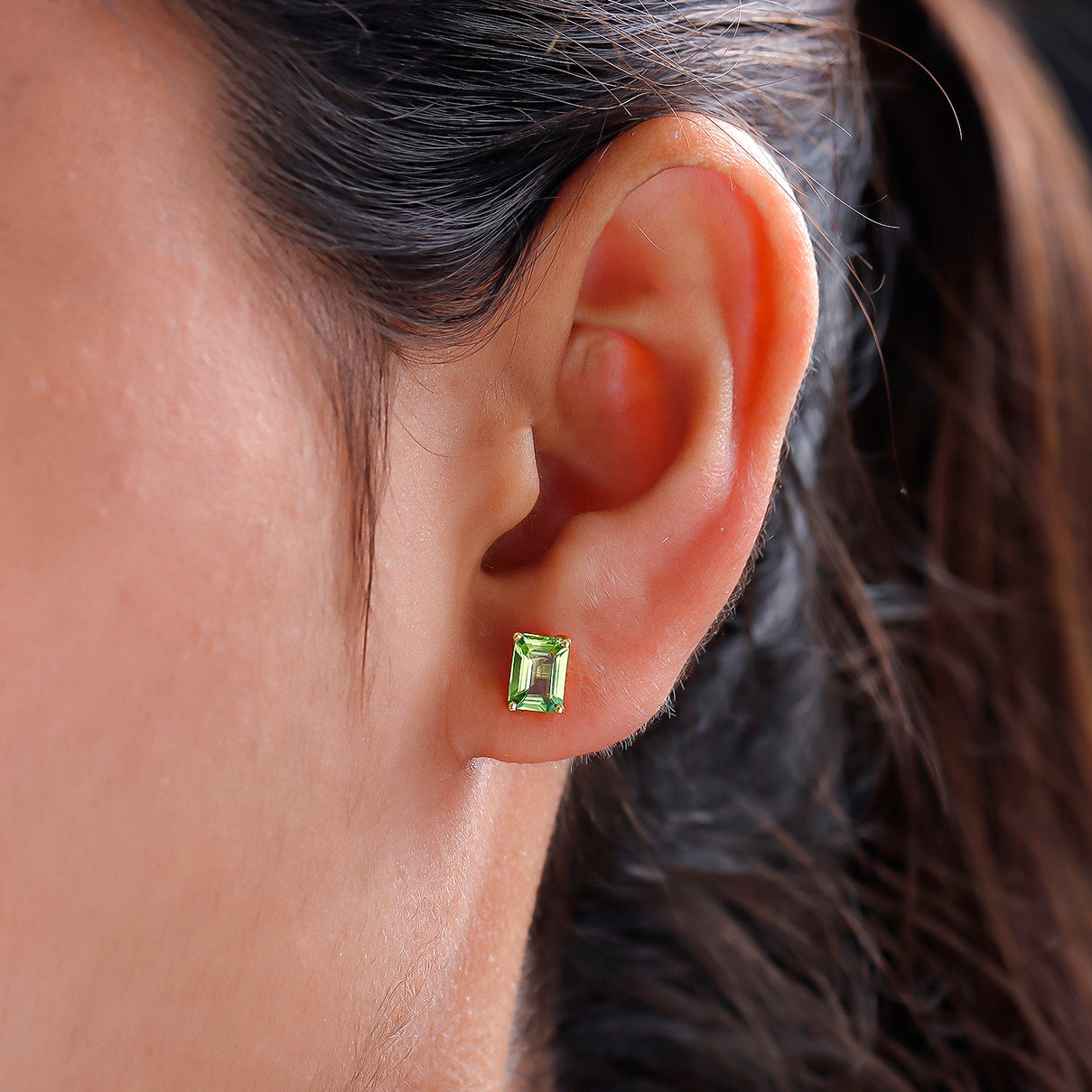 2.04 Ct Peridot Solitaire Earrings in 14K Gold Plated Sterling Silver V32491665 3