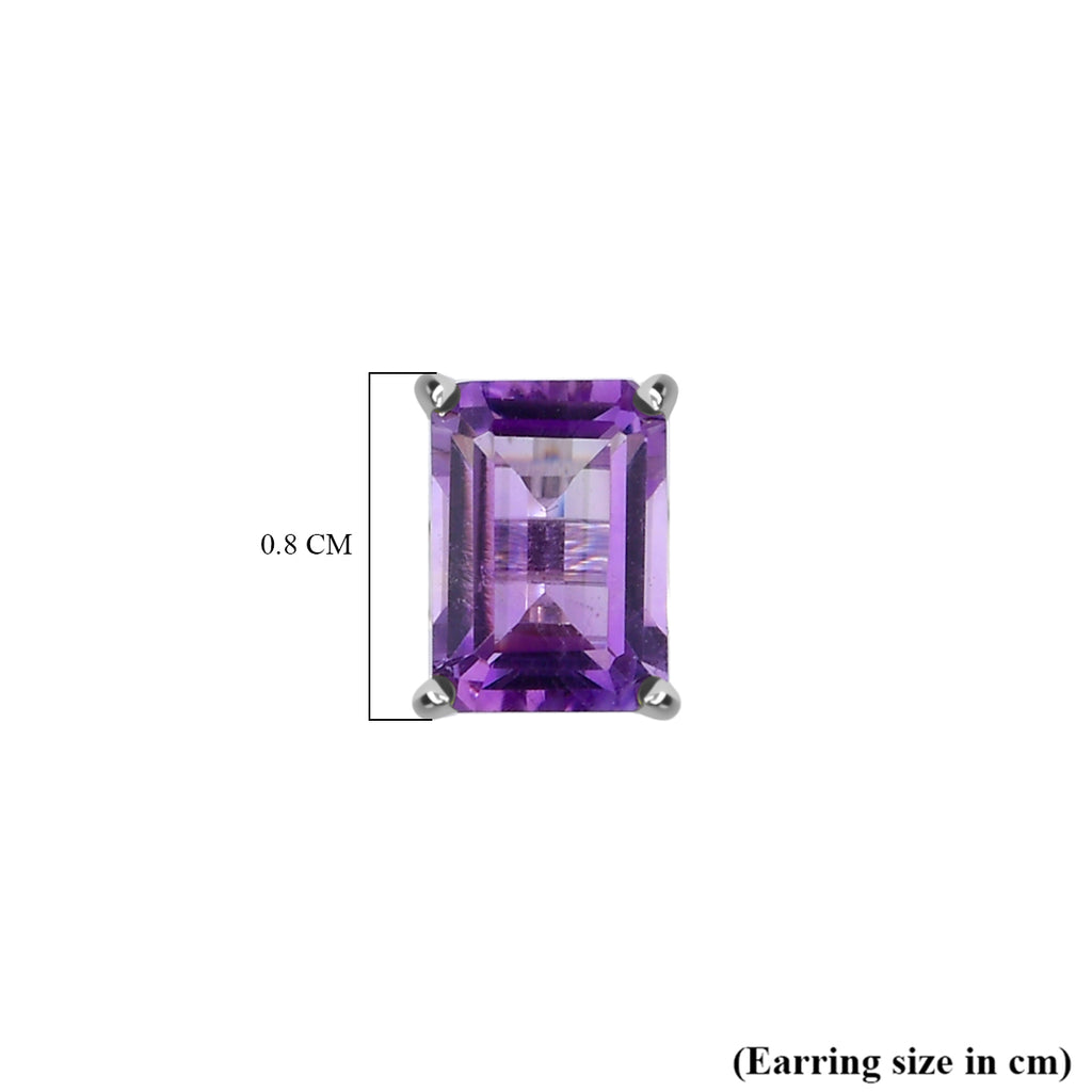 Pink Amethyst Solitaire Stud Push Back Earrings in Platinum Overlay Sterling Silver 1.76 Ct._3815837_5