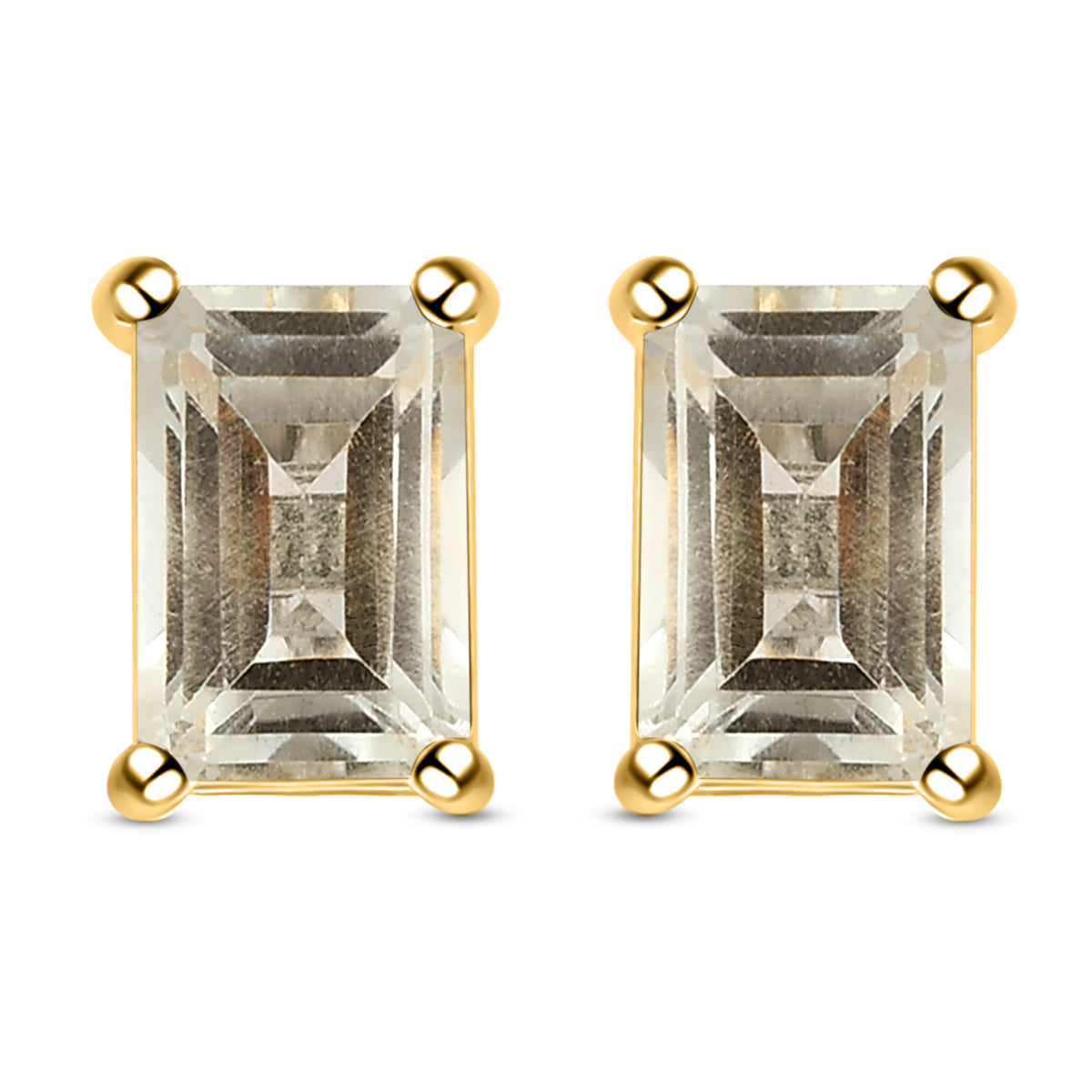 10.2 Ct. Prasiolite Solitaire Earrings in 14K Gold Plated Sterling Silver 3815851 0