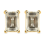 Prasiolite Solitaire Stud Earrings with Push Back in 18K Vermeil Yellow Gold Plated Sterling Silver 1.80 Ct._3815851