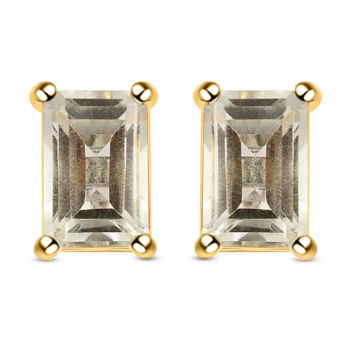 10.2 Ct. Prasiolite Solitaire Earrings in 14K Gold Plated Sterling Silver 3815851 1