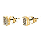 Prasiolite Solitaire Stud Earrings with Push Back in 18K Vermeil Yellow Gold Plated Sterling Silver 1.80 Ct._3815851_3
