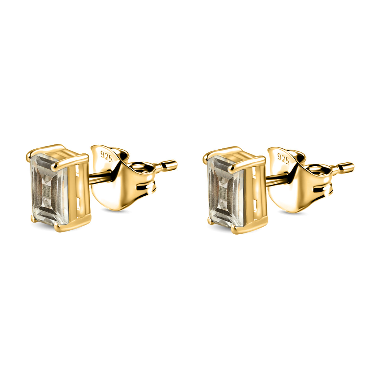 10.2 Ct. Prasiolite Solitaire Earrings in 14K Gold Plated Sterling Silver 3815851 4