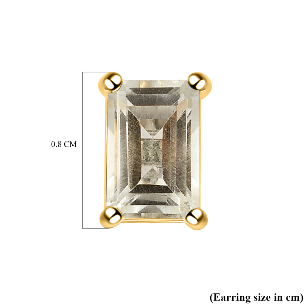 Prasiolite Solitaire Stud Earrings with Push Back in 18K Vermeil Yellow Gold Plated Sterling Silver 1.80 Ct._3815851_4