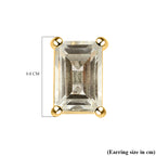 Prasiolite Solitaire Stud Earrings with Push Back in 18K Vermeil Yellow Gold Plated Sterling Silver 1.80 Ct._3815851_4