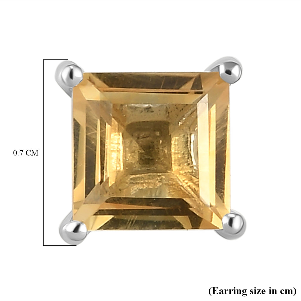 Citrine Stud Push Post Earrings in Platinum Overlay Sterling Silver 2.15 Ct._3815858_4