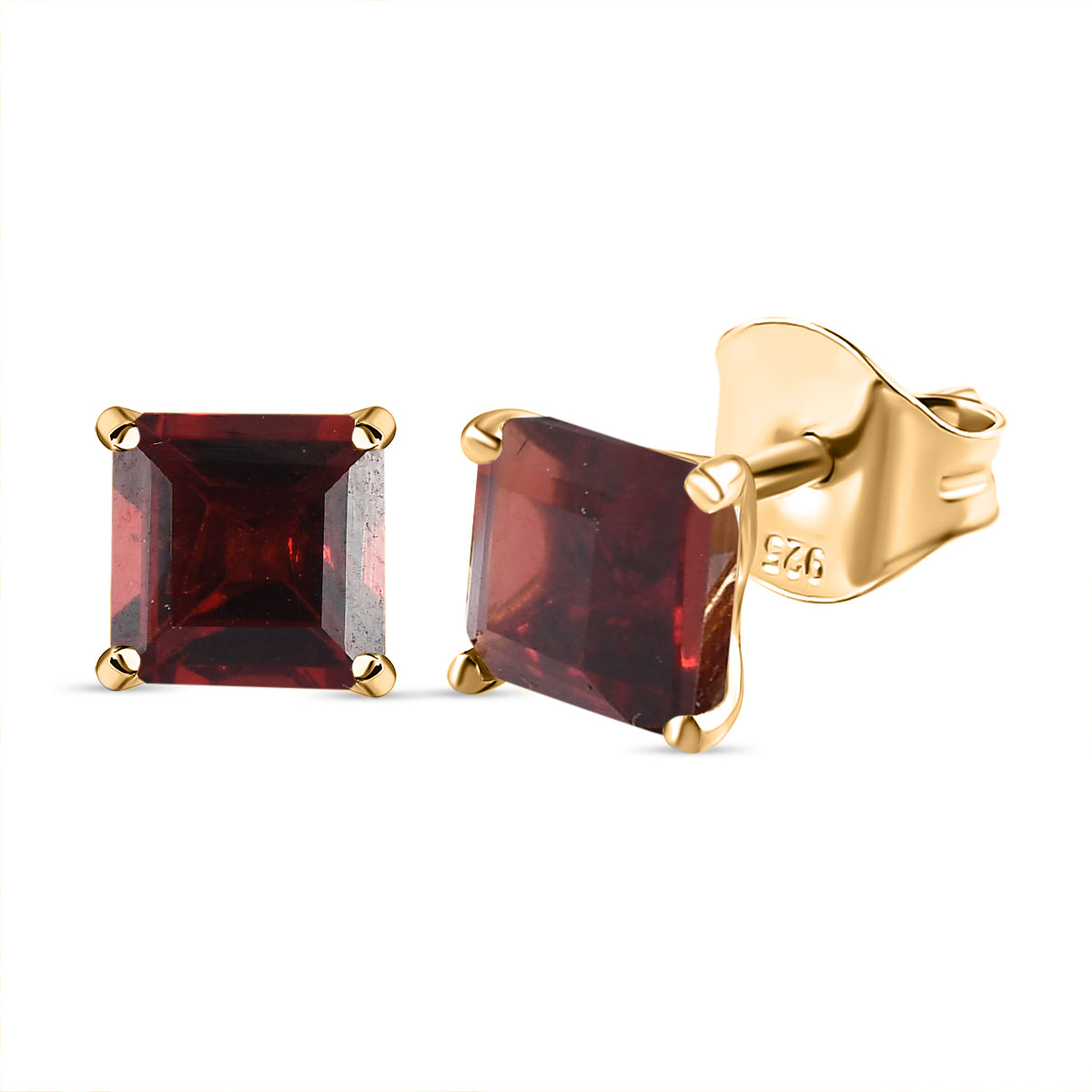 1.87 Ct. Red Garnet Solitaire Stud Earrings in 14K Gold Plated Sterling Silver 3815865 0