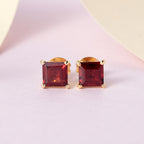 Mozambique Garnet Stud Push Post Earrings in 18K Vermeil Yellow Gold Plated Sterling Silver 2.50 Ct._3815865_1