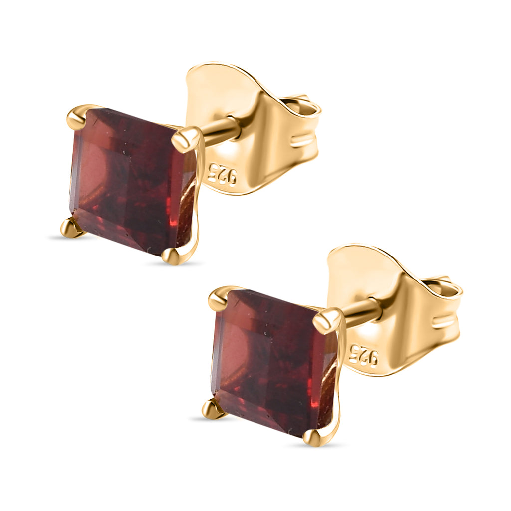 Mozambique Garnet Stud Push Post Earrings in 18K Vermeil Yellow Gold Plated Sterling Silver 2.50 Ct._3815865_3