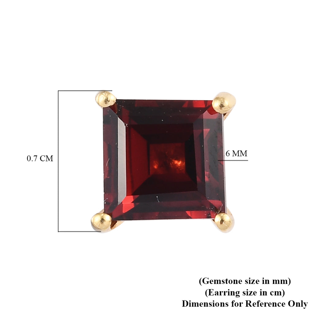 Mozambique Garnet Stud Push Post Earrings in 18K Vermeil Yellow Gold Plated Sterling Silver 2.50 Ct._3815865_5