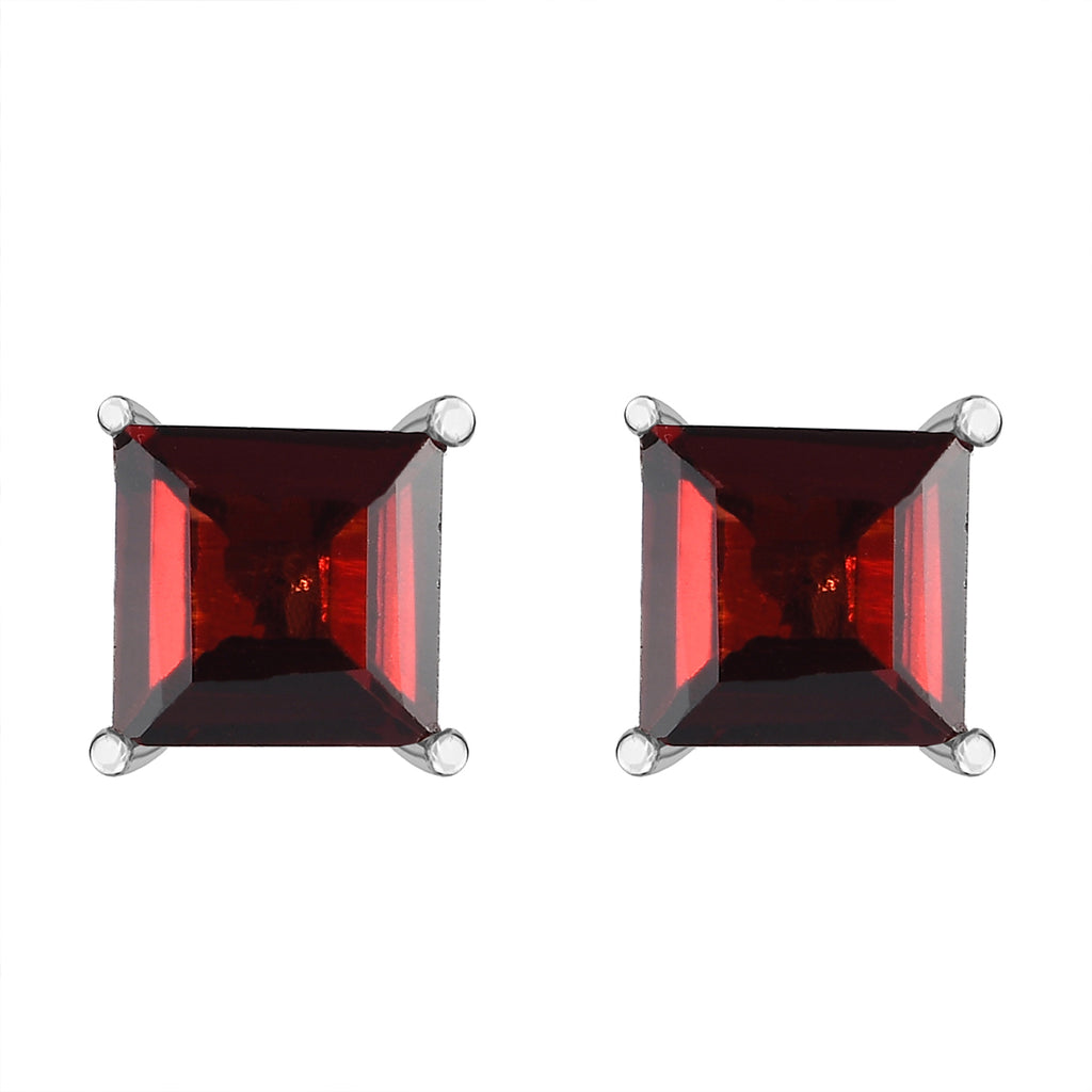 Mozambique Garnet Stud Push Post Earrings in Platinum Overlay Sterling Silver 2.60 Ct._3815866