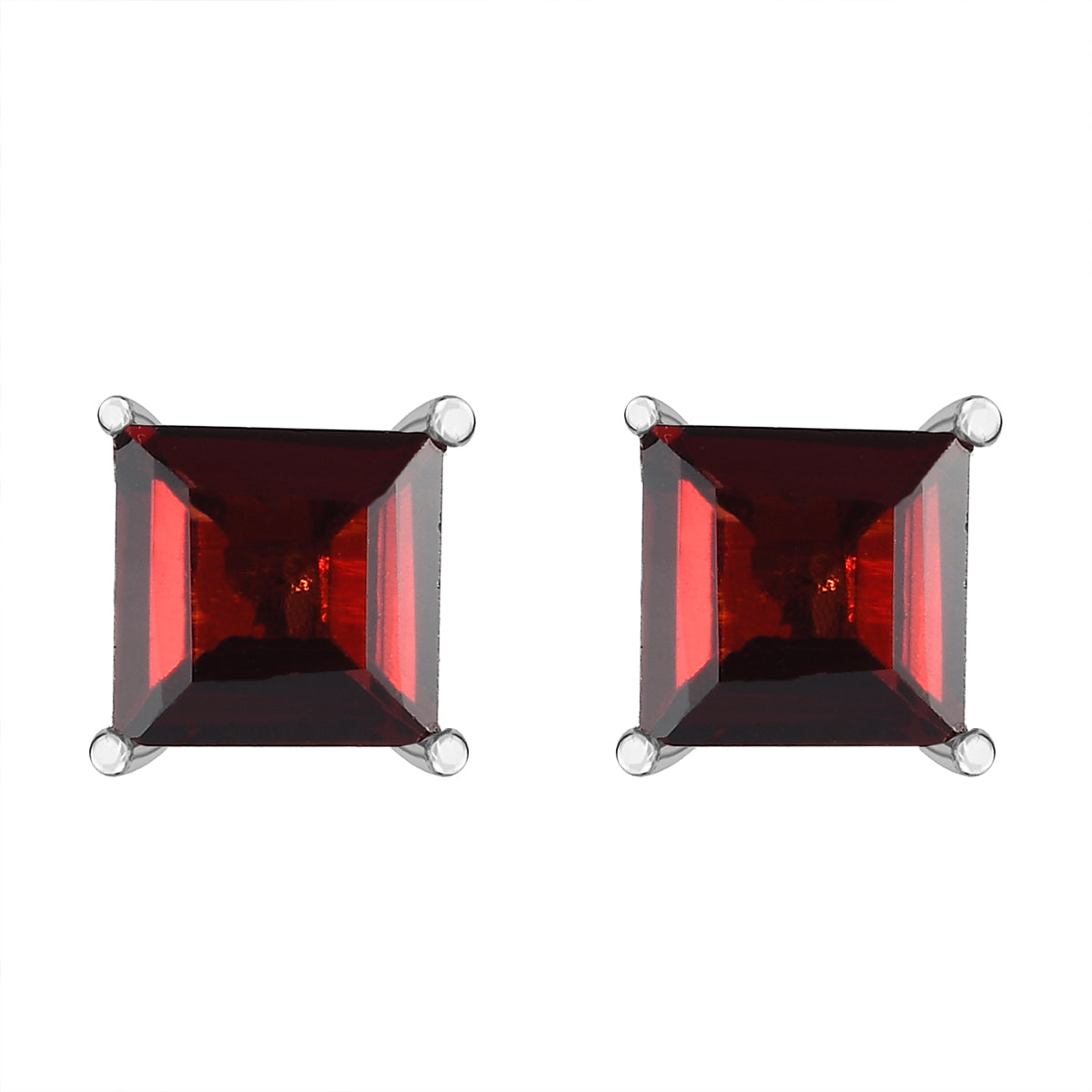 Mozambique Garnet Stud Push Post Earrings in Platinum Overlay Sterling Silver 2.60 Ct. 3815866 0