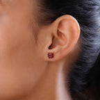 Mozambique Garnet Stud Push Post Earrings in Platinum Overlay Sterling Silver 2.60 Ct._3815866_2