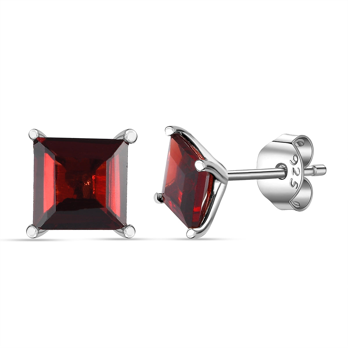 Mozambique Garnet Stud Push Post Earrings in Platinum Overlay Sterling Silver 2.60 Ct. 3815866 4