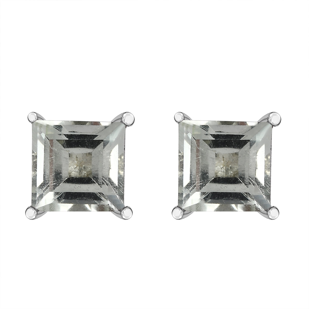 2.5 Ct. Prasiolite Solitaire Stud Earrings in Platinum Plated Sterling Silver 3815871 0