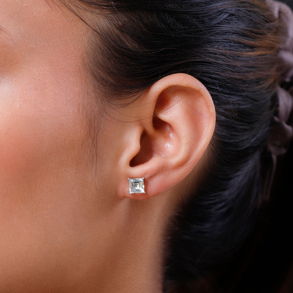 Prasiolite Stud Push Post Earrings in Platinum Overlay Sterling Silver 2.13 Ct_3815871_2