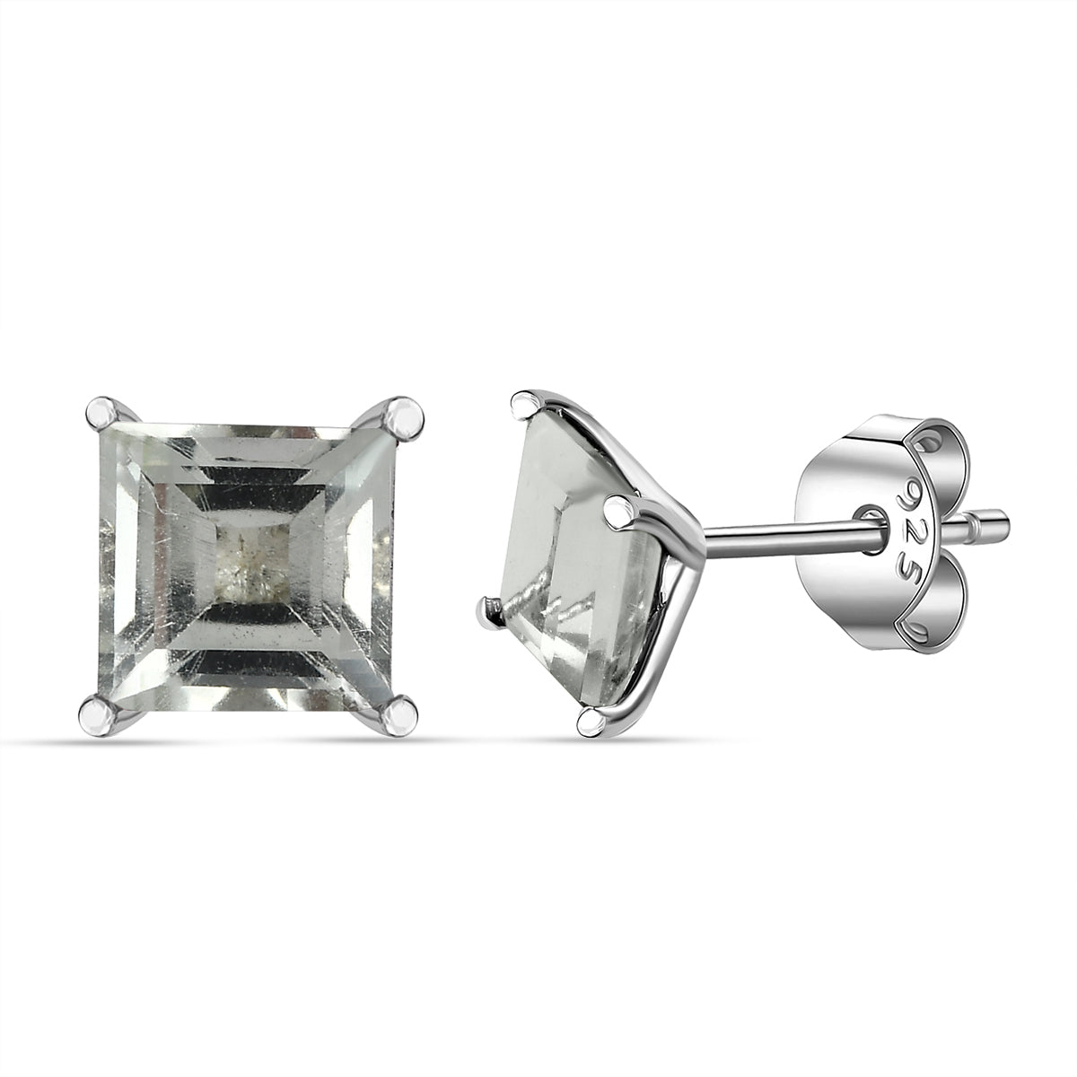 2.5 Ct. Prasiolite Solitaire Stud Earrings in Platinum Plated Sterling Silver 3815871 4