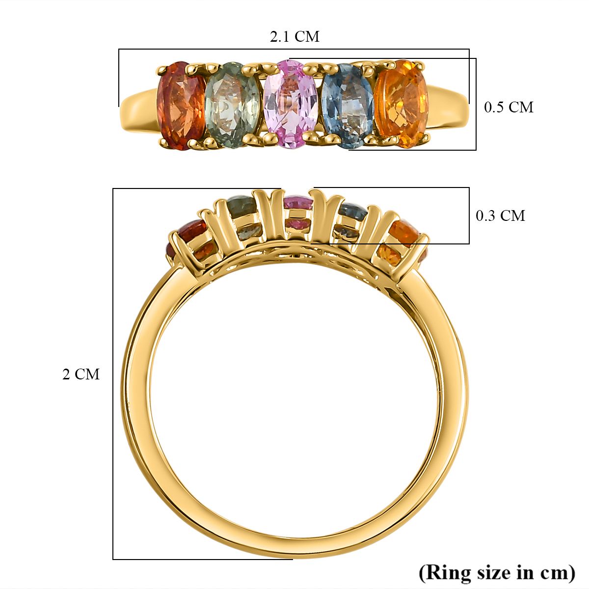 1.25 Ct. Rainbow Sapphire Ring in 18K Vermeil Gold Plated Sterling Silver V32514235 6