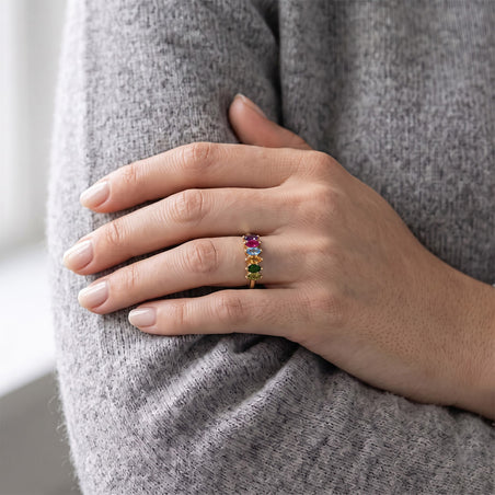 Multi Gemstone 6-Stone Ring in 18K Yellow Gold Vermeil Plated Sterling Silver 3826542 2