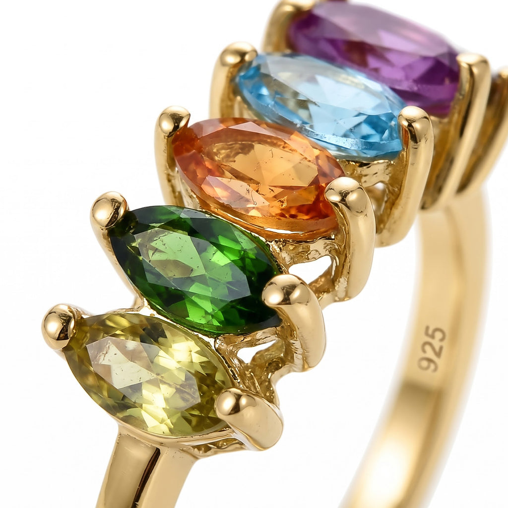 D'Joy - Ruby, Chrome Diopside, Blue Topaz, Amethyst, Peridot & Citrine Ring in 18K Vermeil Yellow Gold Plated Sterling Silver 1.00 Ct._3826542_2