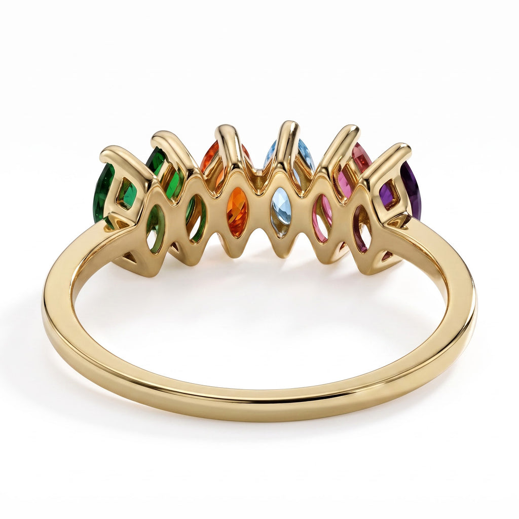 D'Joy - Ruby, Chrome Diopside, Blue Topaz, Amethyst, Peridot & Citrine Ring in 18K Vermeil Yellow Gold Plated Sterling Silver 1.00 Ct._3826542_4