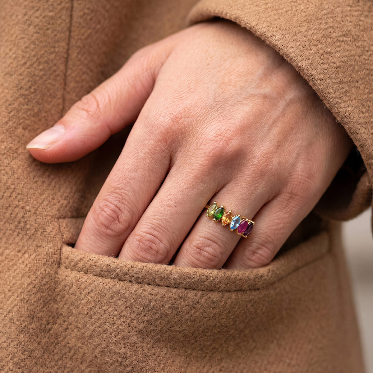 Multi Gemstone 6-Stone Ring in 18K Yellow Gold Vermeil Plated Sterling Silver 3826542 7