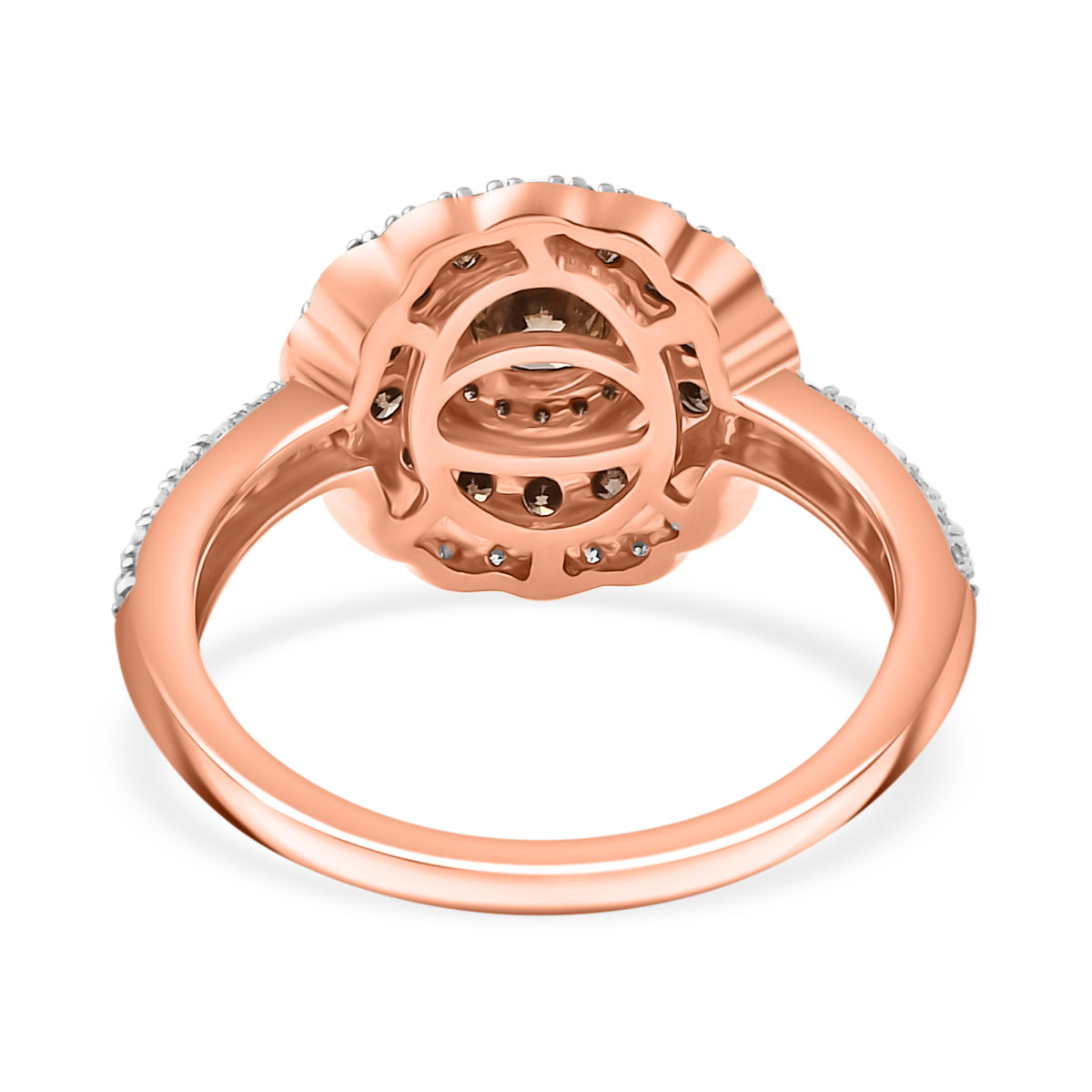 1 Ct. SGL Certified Natural Champagne Diamond and White Diamond Cluster Ring in 9K Rose Gold 3834488 5