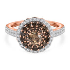 9K Rose Gold SGL Certified Natural Champagne Diamond & White Diamond (I3/GH) Cluster Ring 1.00 Ct._3834491