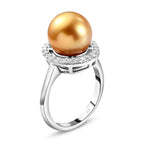 Golden South Sea Pearl and Diamond Ring in Platinum Overlay Sterling Silver_3853495_3