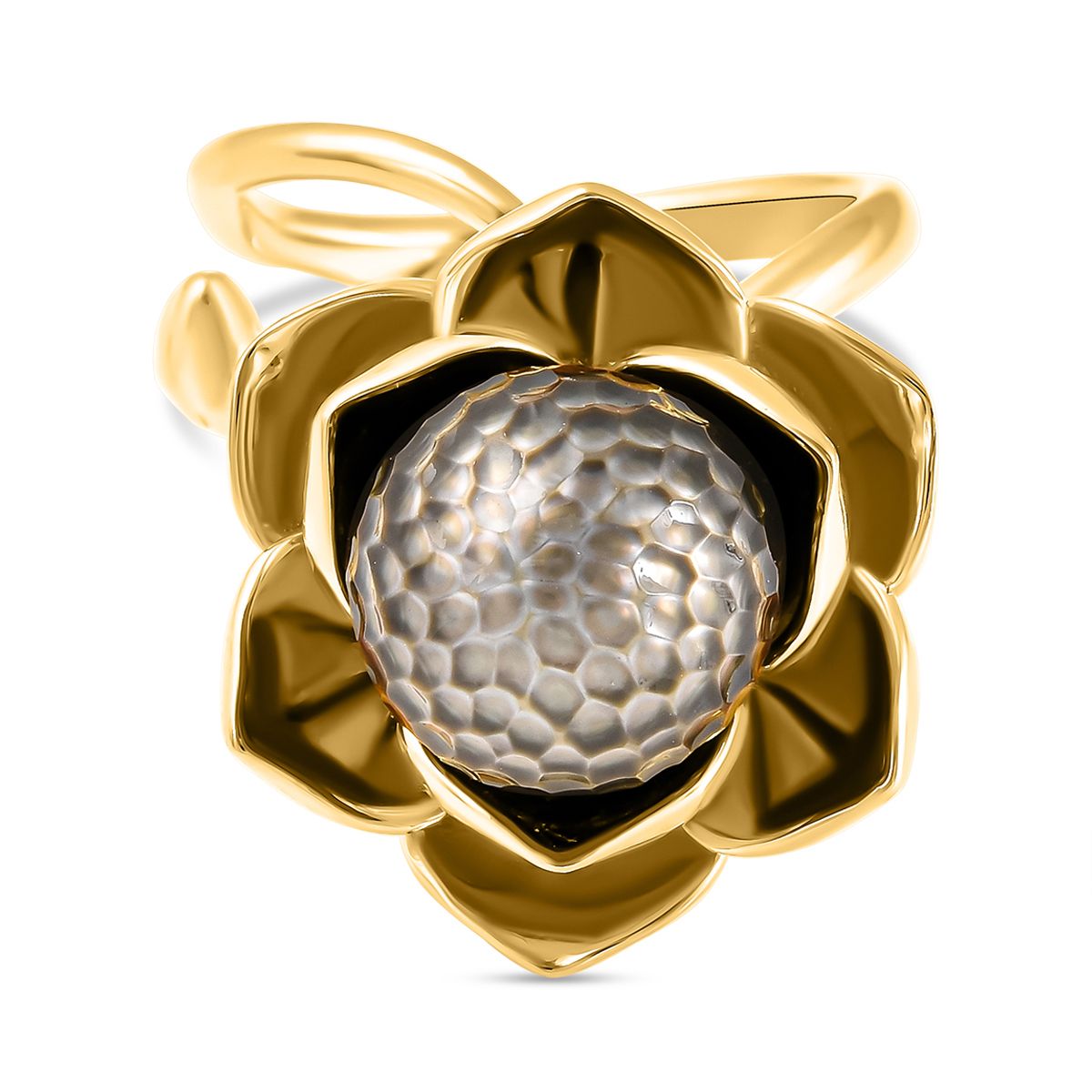 Galatea Pearl - Tahiti Pearl Ring in Vermeil Yellow Gold Plated Sterling Silver 11.25 Ct, Silver Wt. 9.70 Gms._3853635
