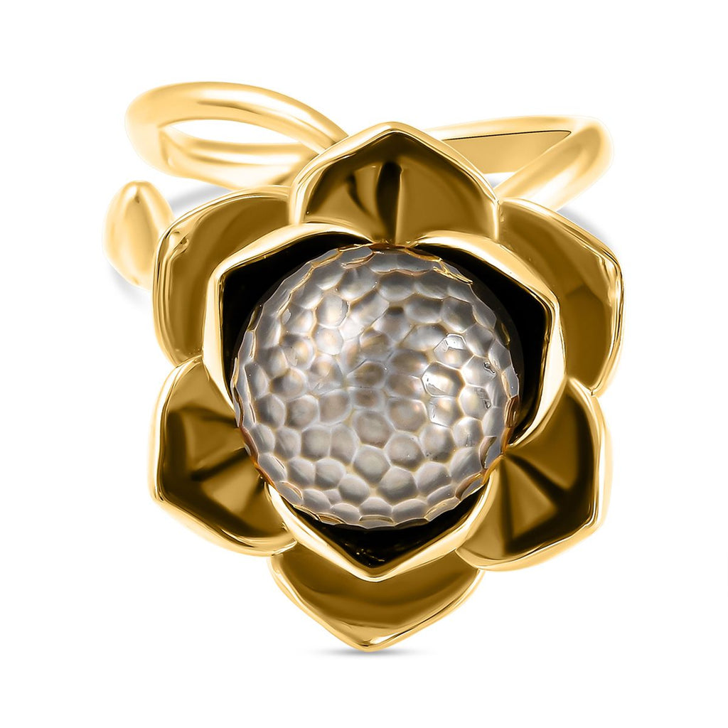 Galatea Pearl - Tahiti Pearl Ring in Vermeil Yellow Gold Plated Sterling Silver 11.25 Ct, Silver Wt. 9.70 Gms._3853636