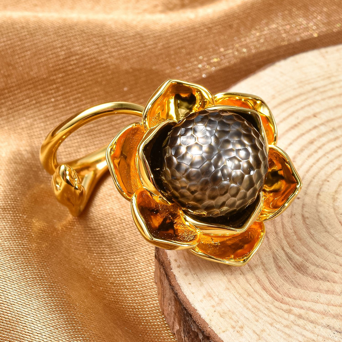 Galatea Pearl - Tahiti Pearl Ring in Vermeil Yellow Gold Plated Sterling Silver 11.25 Ct, Silver Wt. 9.70 Gms. V32521069 2