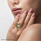 Galatea Pearl - Tahiti Pearl Ring in Vermeil Yellow Gold Plated Sterling Silver 11.25 Ct, Silver Wt. 9.70 Gms._3853636_2