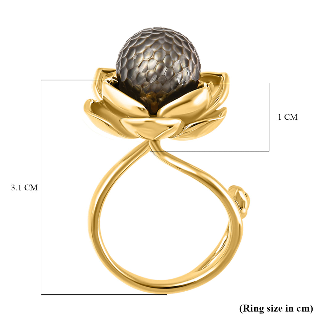 Galatea Pearl - Tahiti Pearl Ring in Vermeil Yellow Gold Plated Sterling Silver 11.25 Ct, Silver Wt. 9.70 Gms._3853636_5