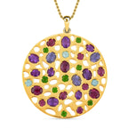 RACHEL GALLEY - Rhodolite Garnet & Multi Gemstone Pendant with Chain (Size 18/24/30) in 18K Vermeil YG Plated Sterling Silver 6.35 Ct, Silver Wt 25.50 Gms_3873583