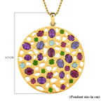 RACHEL GALLEY - Rhodolite Garnet & Multi Gemstone Pendant with Chain (Size 18/24/30) in 18K Vermeil YG Plated Sterling Silver 6.35 Ct, Silver Wt 25.50 Gms_3873583_5