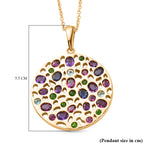 RACHEL GALLEY - Rhodolite Garnet & Multi Gemstone Pendant with Chain (Size 18/24/30) in 18K Vermeil YG Plated Sterling Silver 6.35 Ct, Silver Wt 25.50 Gms_3873583_6
