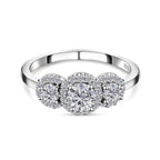 Royal Bali Collection - D'Joy Moissanite Trilogy Halo Ring in Platinum Overlay Sterling Silver 1.21 Ct._3874725
