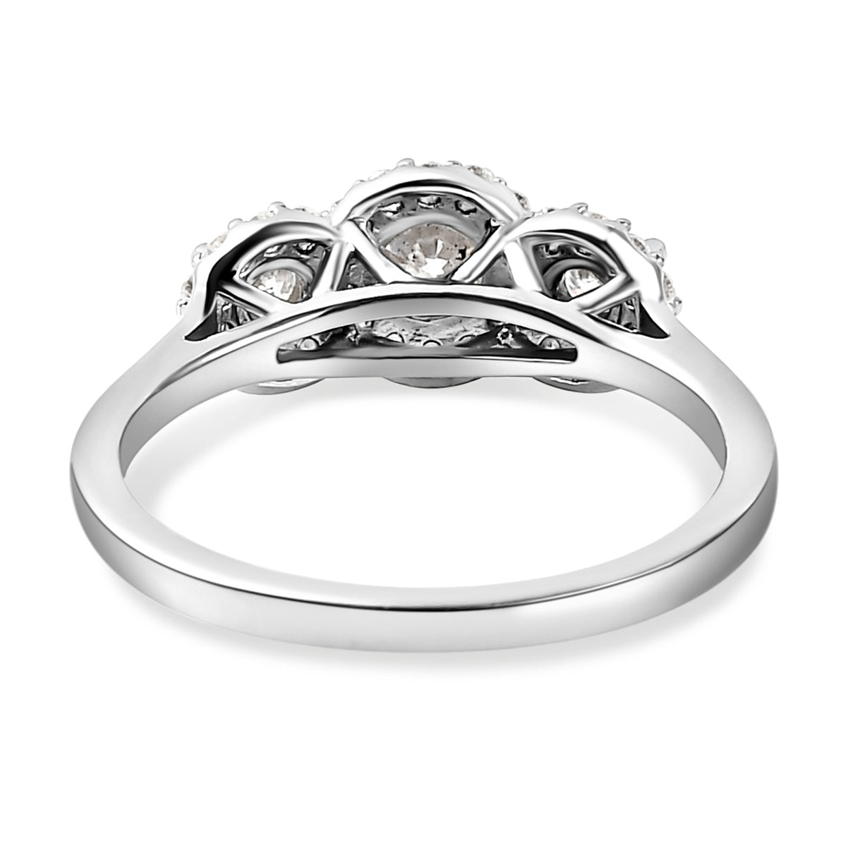 Moissanite Halo Ring in Sterling Silver with Platinum Plating 3874725 7