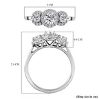 Royal Bali Collection - D'Joy Moissanite Trilogy Halo Ring in Platinum Overlay Sterling Silver 1.21 Ct._3874725_7