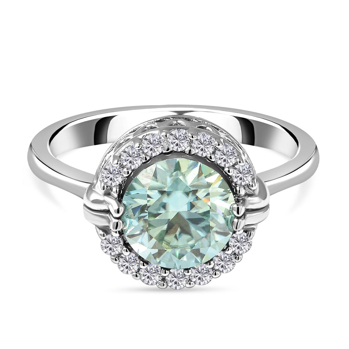 2.1 Ct. Moissanite Halo Ring in Rhodium Sterling Silver 3875150 0