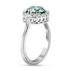 Galatea Pearl - Blue Moissanite Halo Ring in Rhodium Overlay Sterling Silver 2.10 Ct, Silver Wt. 7.18 Gms_3875150_3