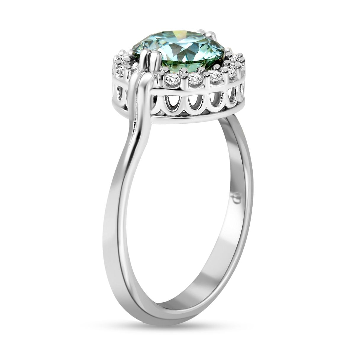 2.1 Ct. Moissanite Halo Ring in Rhodium Sterling Silver 3875150 4
